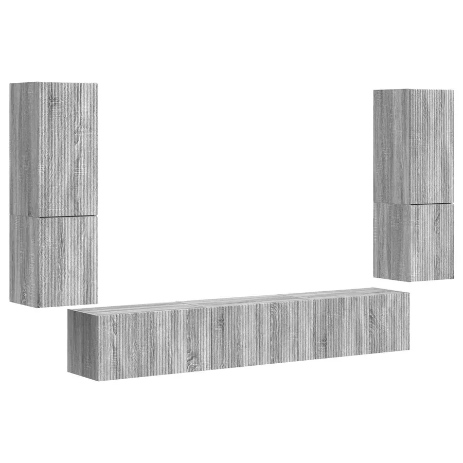 Ensemble meuble TV 4 pcs Gris Sonoma Bois d'ingénierie - 2