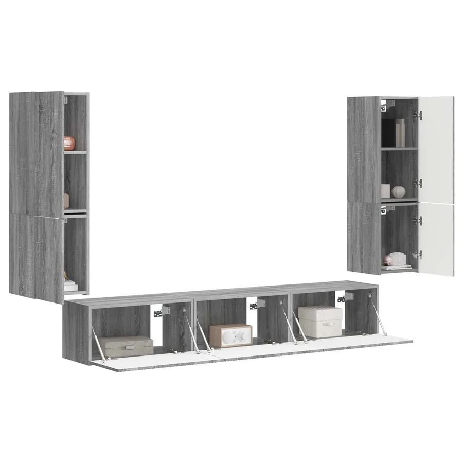 Ensemble meuble TV 4 pcs Gris Sonoma Bois d'ingénierie - 3