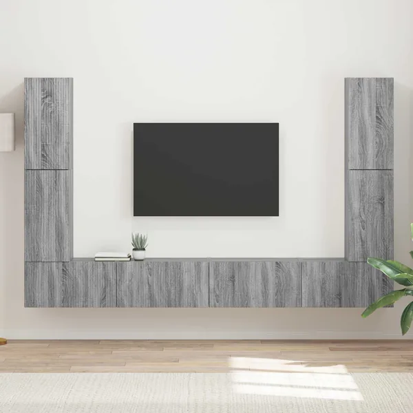Ensemble meuble TV 8 pcs Gris Sonoma Bois d'ingénierie