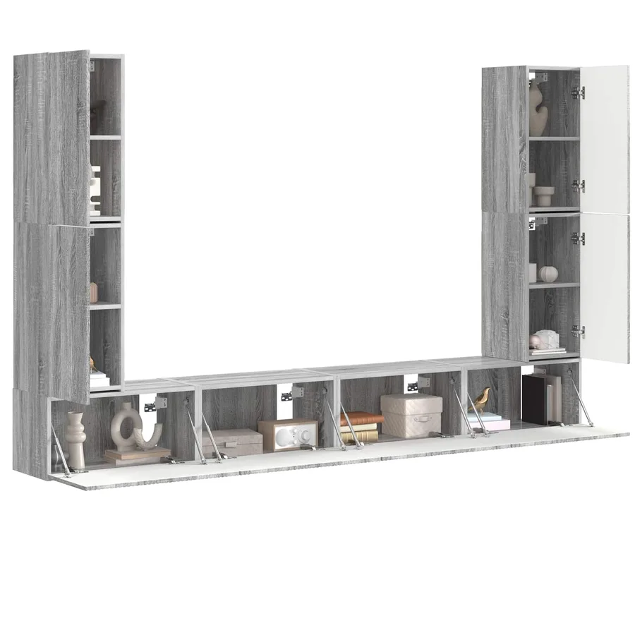 Ensemble meuble TV 8 pcs Gris Sonoma Bois d'ingénierie - 3