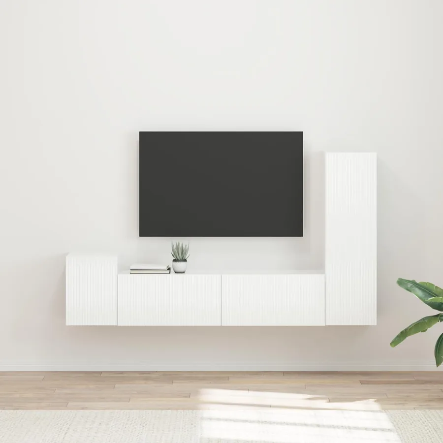Ensemble meuble TV 4 pcs Blanc brillant Bois d'ingénierie