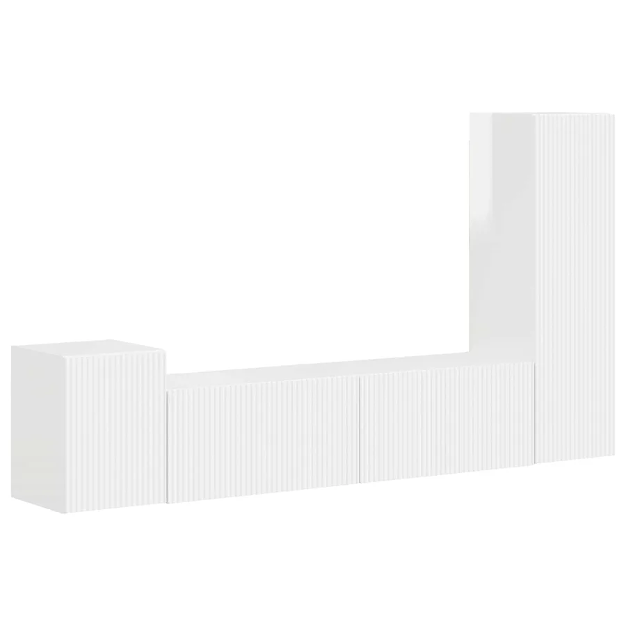 Ensemble meuble TV 4 pcs Blanc brillant Bois d'ingénierie - 2