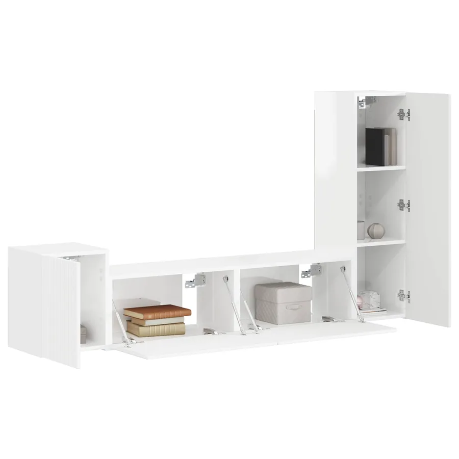 Ensemble meuble TV 4 pcs Blanc brillant Bois d'ingénierie - 3