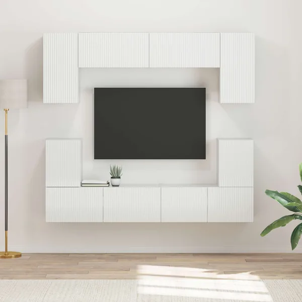 Ensemble meuble TV 5 pcs Blanc brillant Bois d'ingénierie