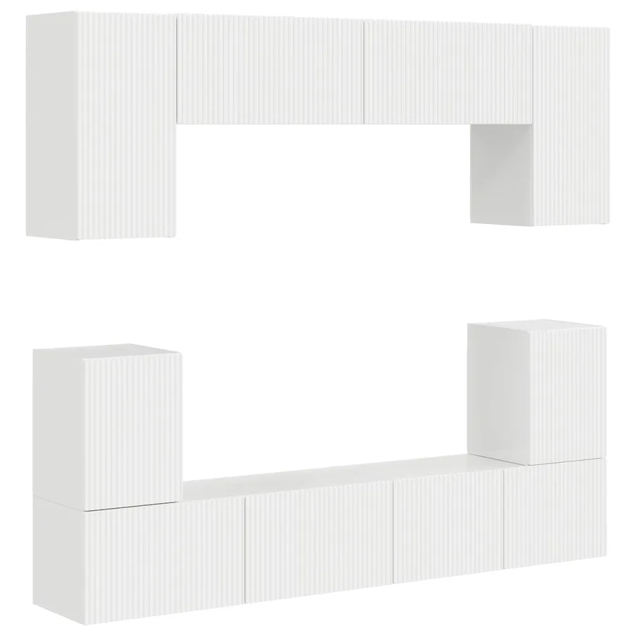 Ensemble meuble TV 5 pcs Blanc brillant Bois d'ingénierie - 2