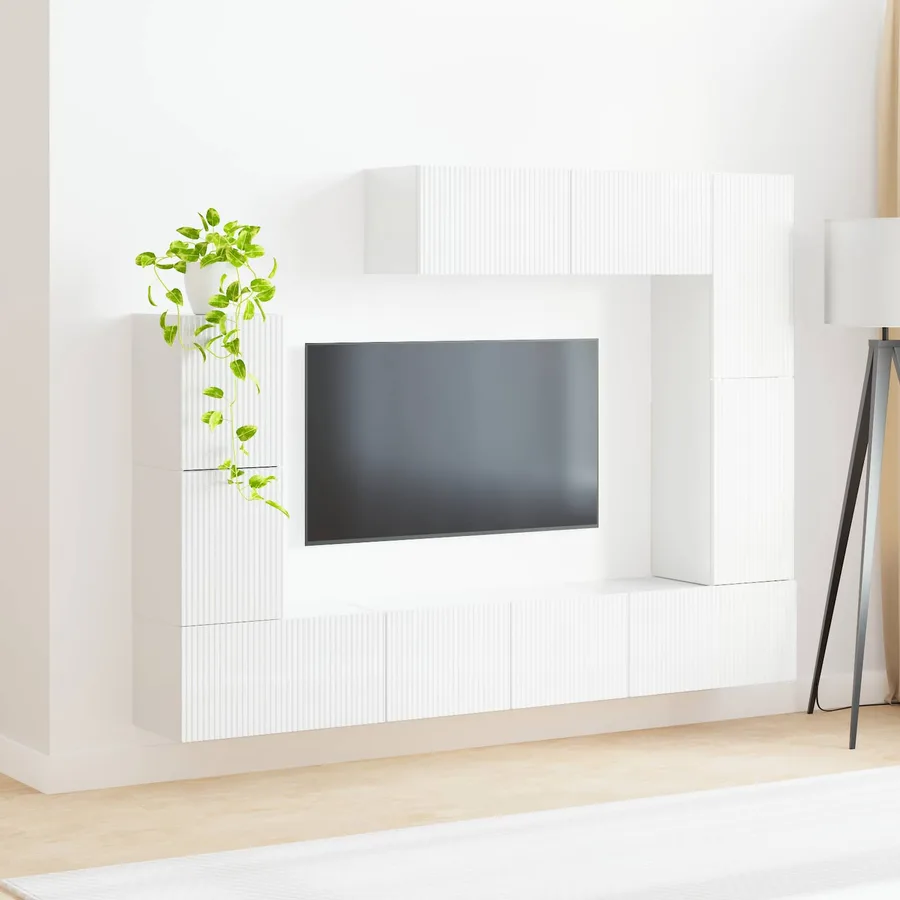 Ensemble meuble TV 5 pcs Blanc brillant Bois d'ingénierie - 4