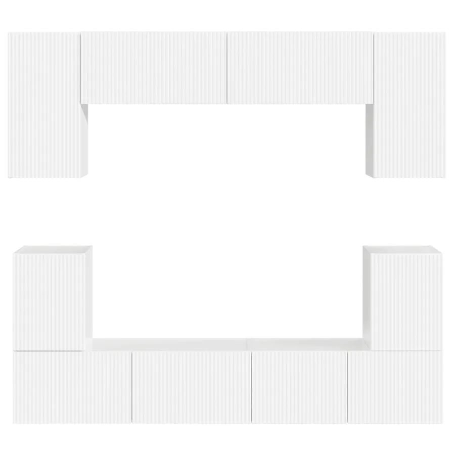 Ensemble meuble TV 5 pcs Blanc brillant Bois d'ingénierie - 8