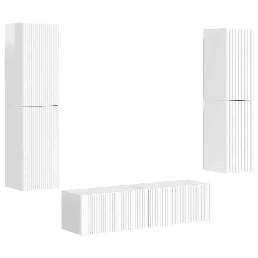 Ensemble meuble TV 6 pcs Blanc brillant Bois d'ingénierie - 2