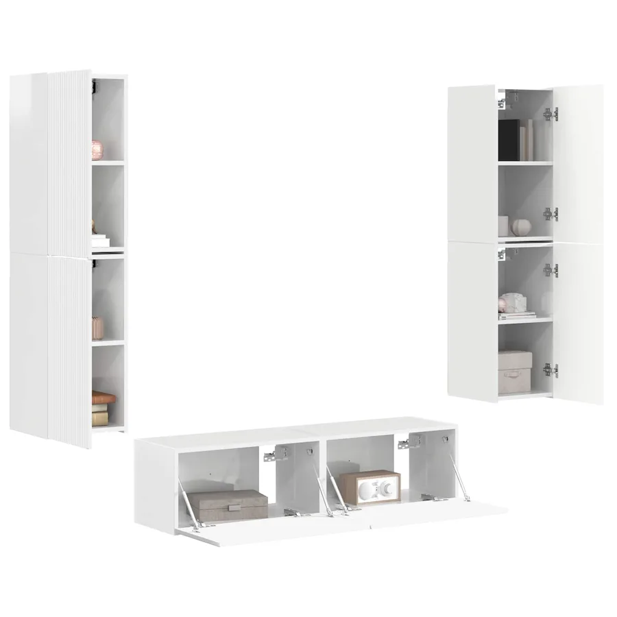 Ensemble meuble TV 6 pcs Blanc brillant Bois d'ingénierie - 3