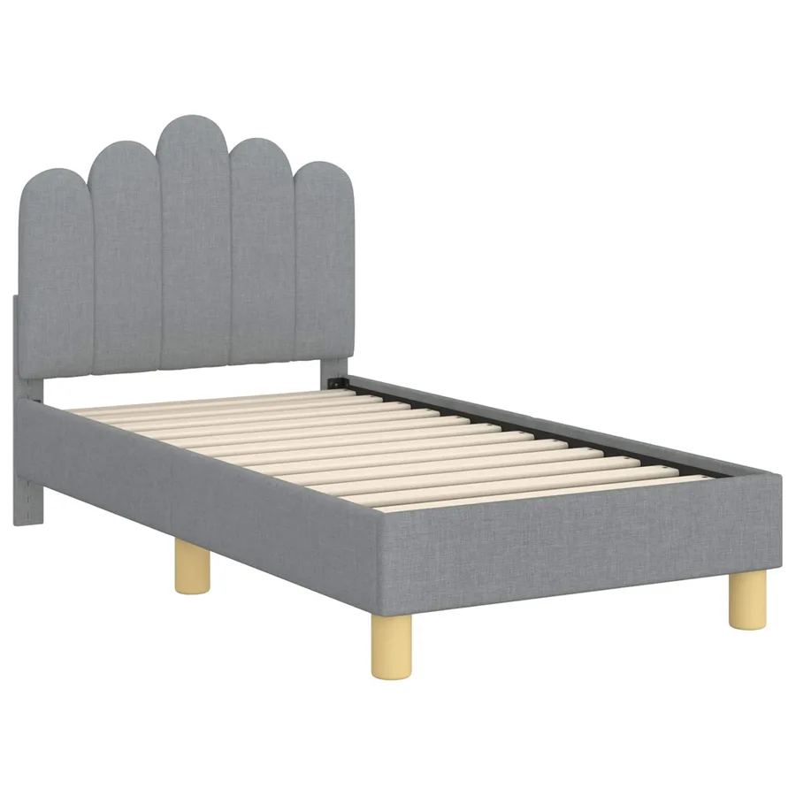 Cadre de lit pour tout-petit avec tête de lit Gris clair Tissu - 4