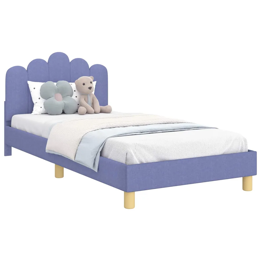 Cadre de lit pour enfants avec tête de lit Bleu denim Tissu - 2