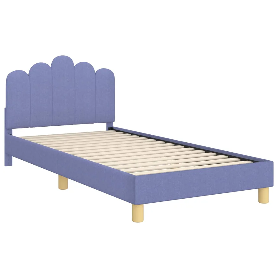 Cadre de lit pour enfants avec tête de lit Bleu denim Tissu - 4
