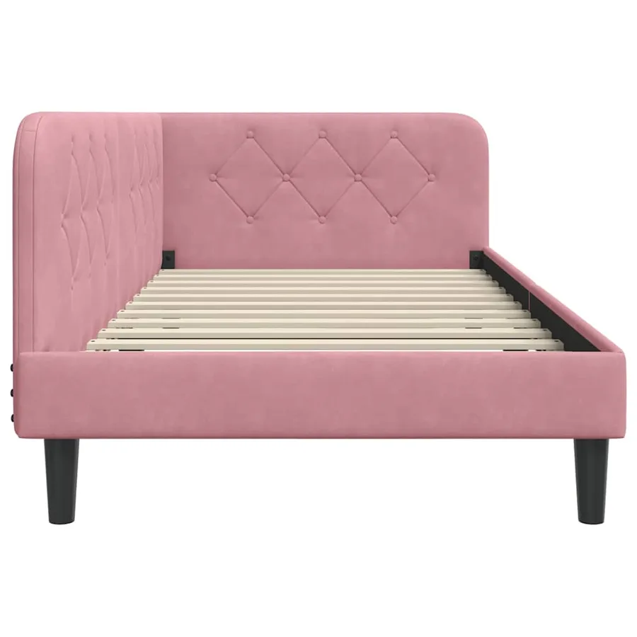 Cadre de lit d'angle Rose 90 x 190 cm Velours - 6