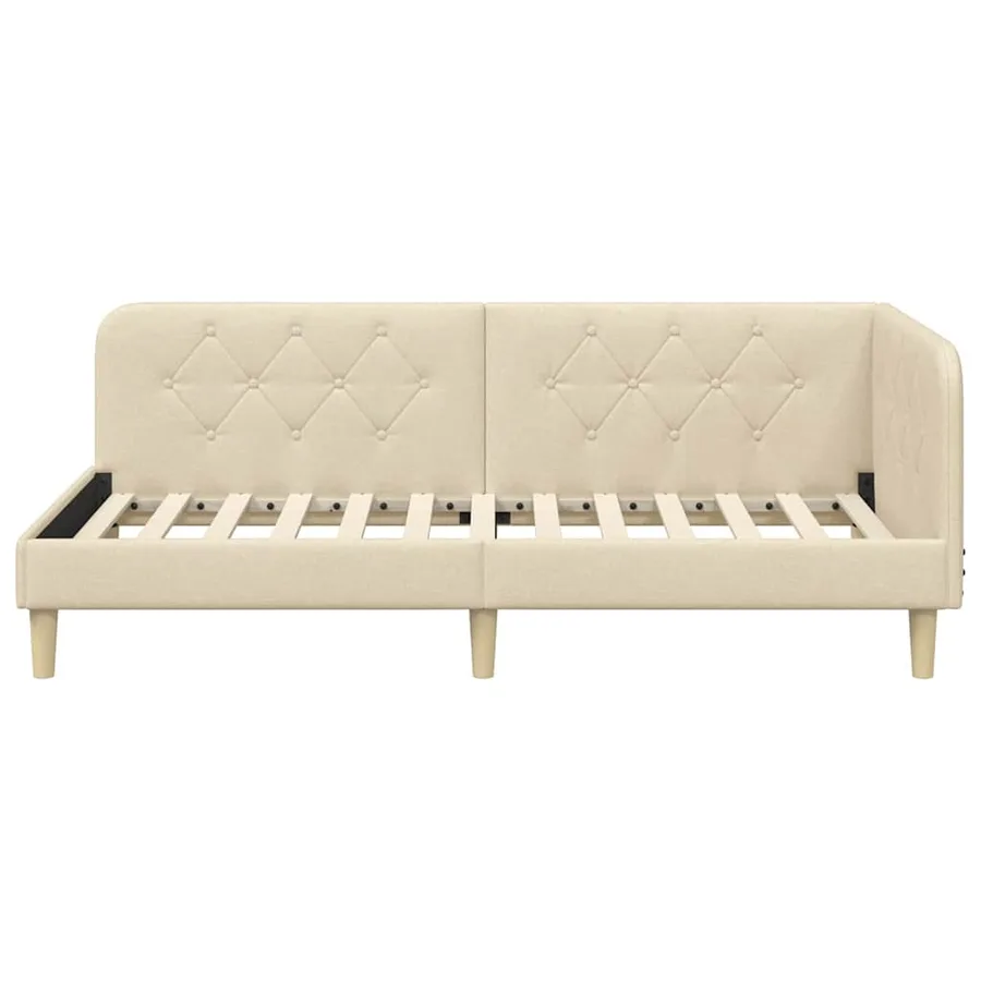 Cadre de lit d'angle Crème 90 x 190 cm tissu - 5