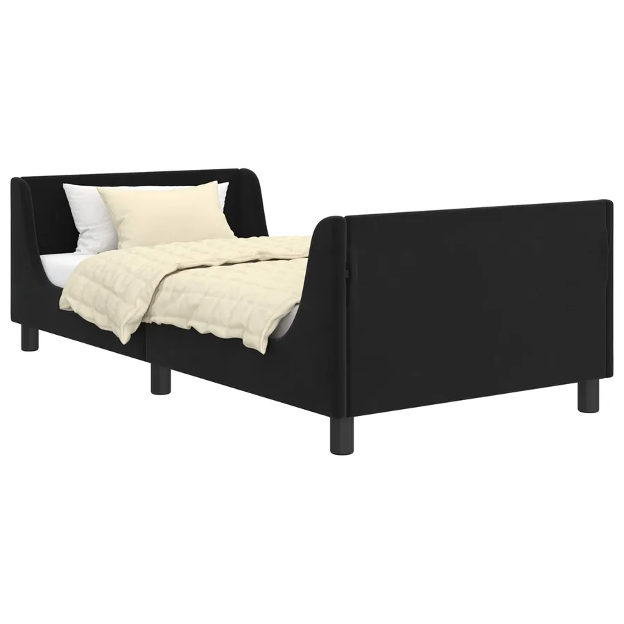 Cadre de lit pour enfants avec tête de lit Noir 80 x 200 cm - 2