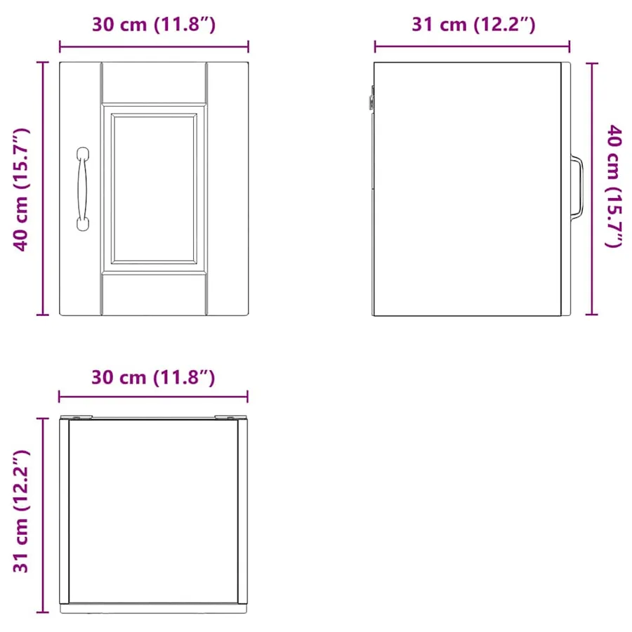 Meuble mural PORTO 2 pcs Blanc brillant 30 x 31 x 40 cm - 15