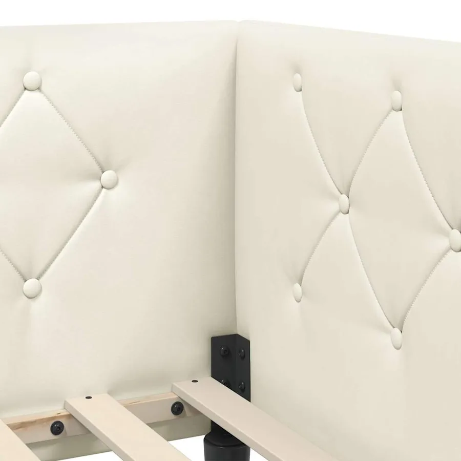 Cadre de lit d'angle Crème 100 x 200 cm Velours - 8