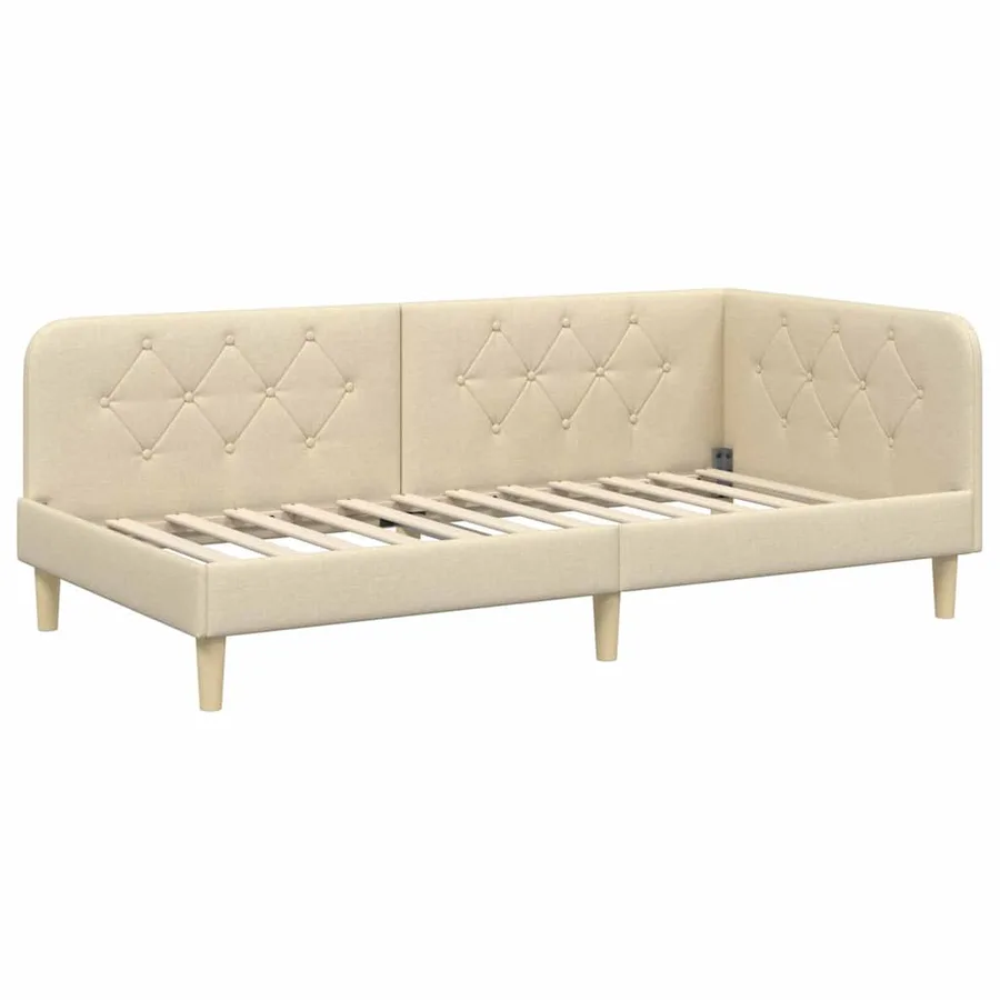Cadre de lit d'angle Crème 100 x 200 cm tissu - 6