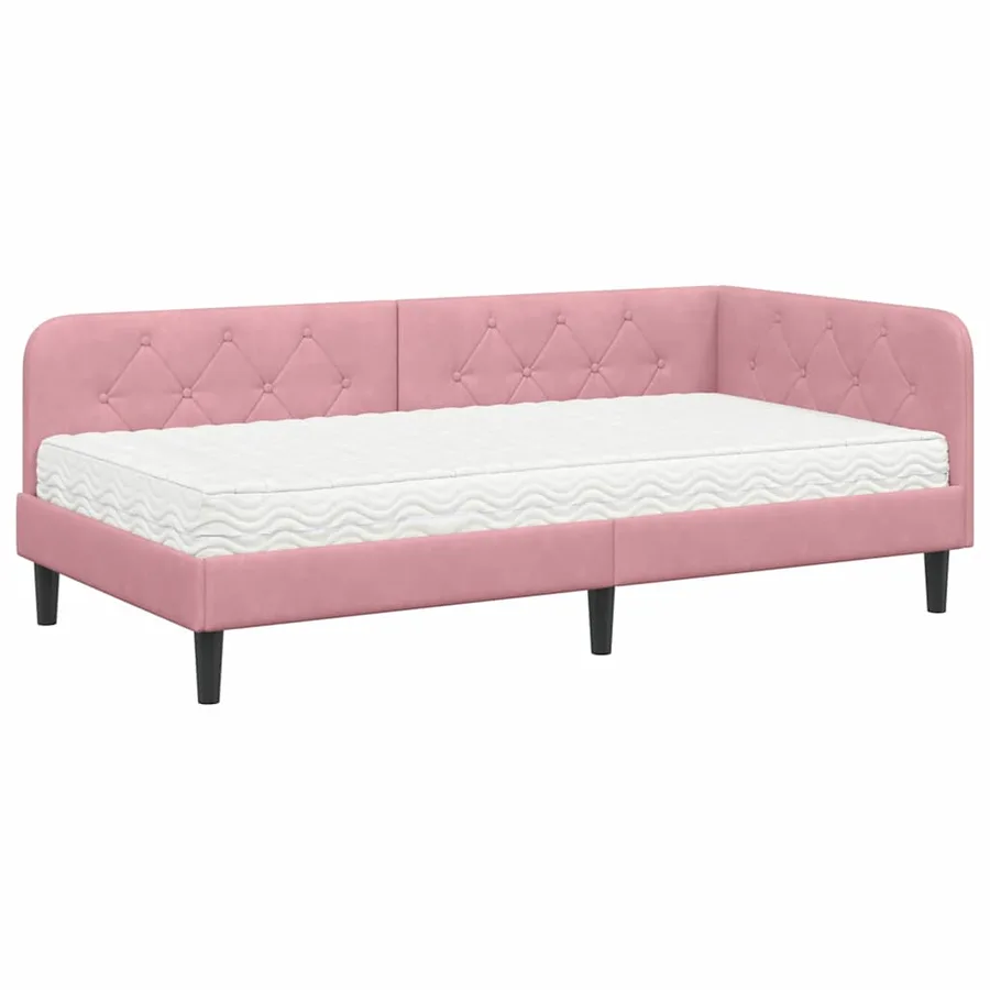 Cadre de lit d'angle Rose 100 x 200 cm Velours - 2