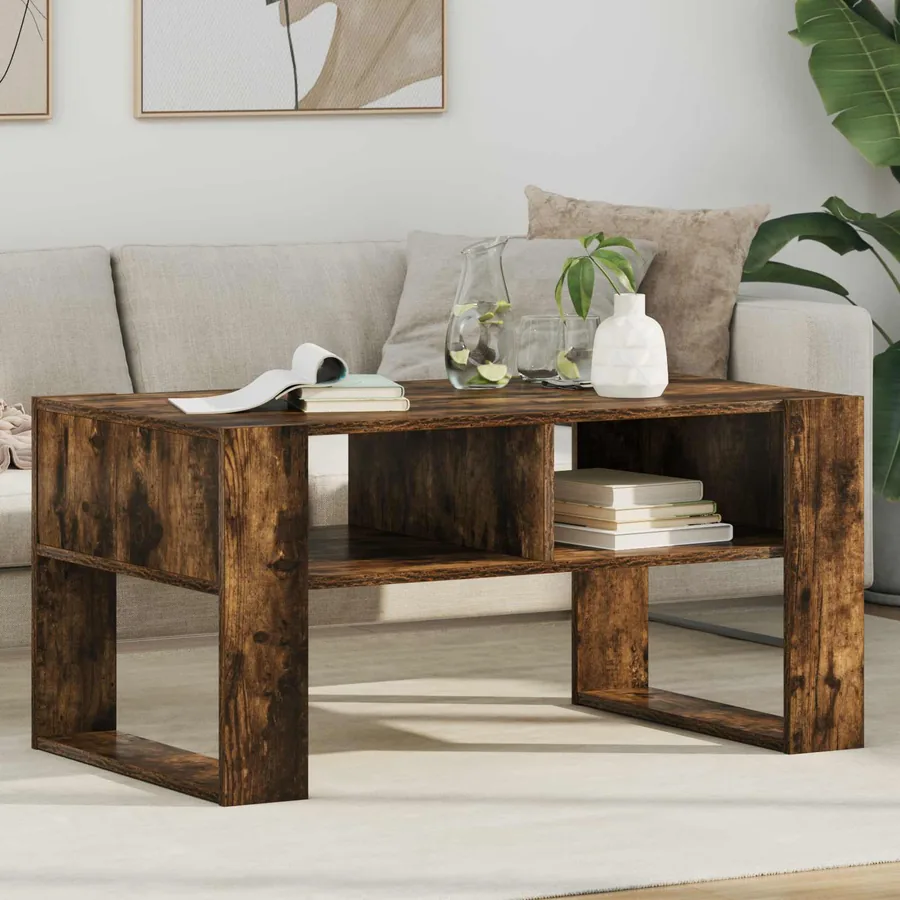 Table basse Chêne fumé 92 x 53 x 45 cm Bois d'ingénierie