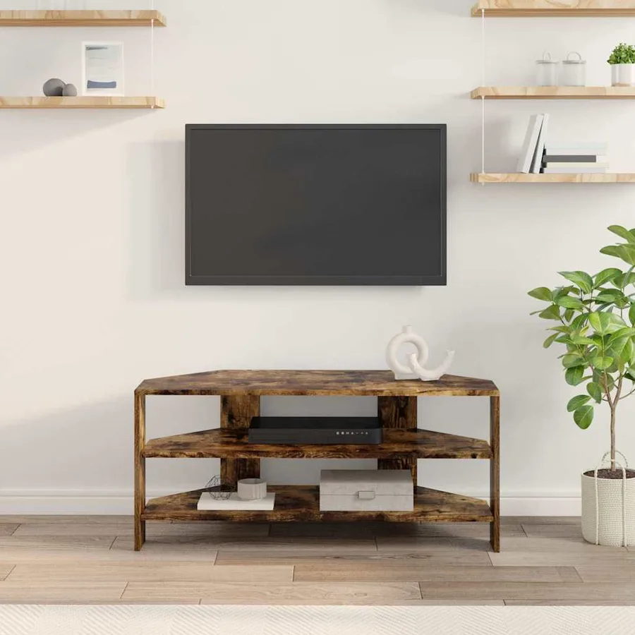 MeubleTVd'Angle Chêne fumé 102x40,5x45cm Bois d'ingénierie - 4