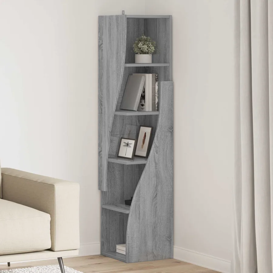 Meuble d'angle Gris Sonoma 32x32x140cm Bois d'ingénierie