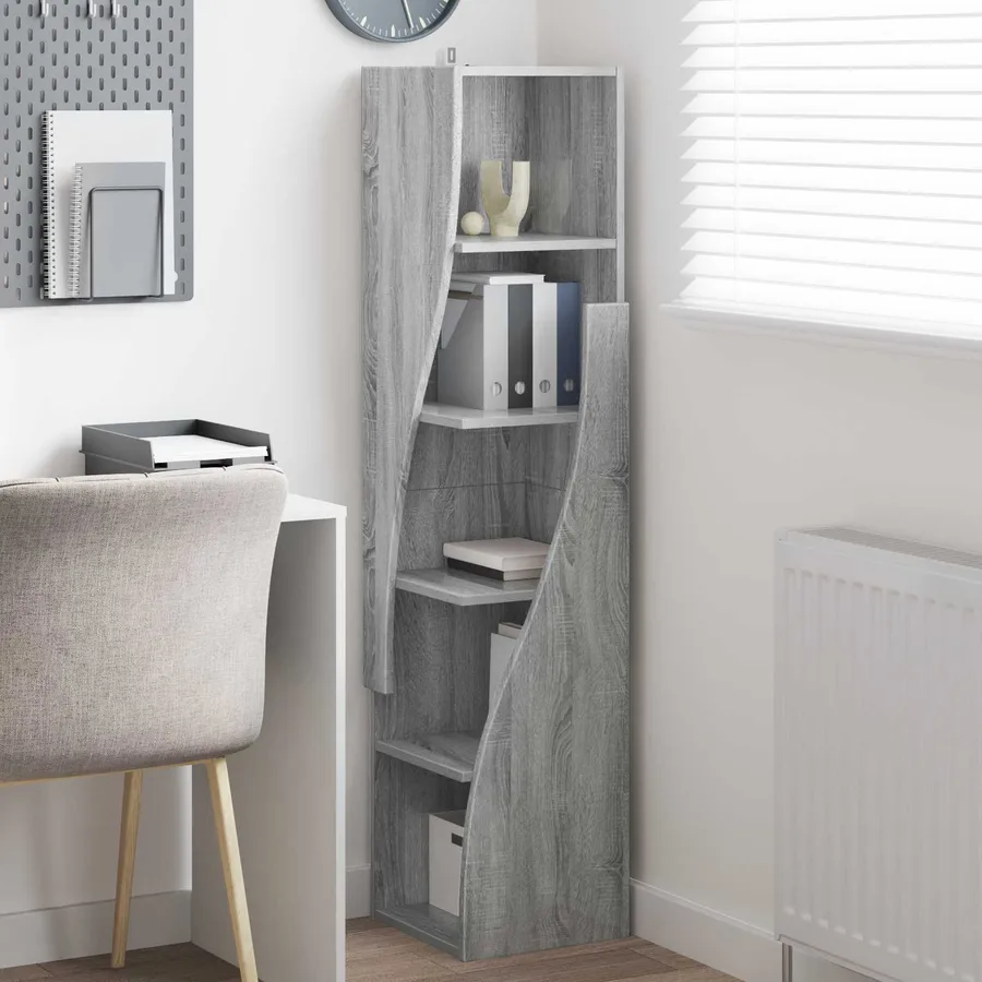 Meuble d'angle Gris Sonoma 32x32x140cm Bois d'ingénierie - 4