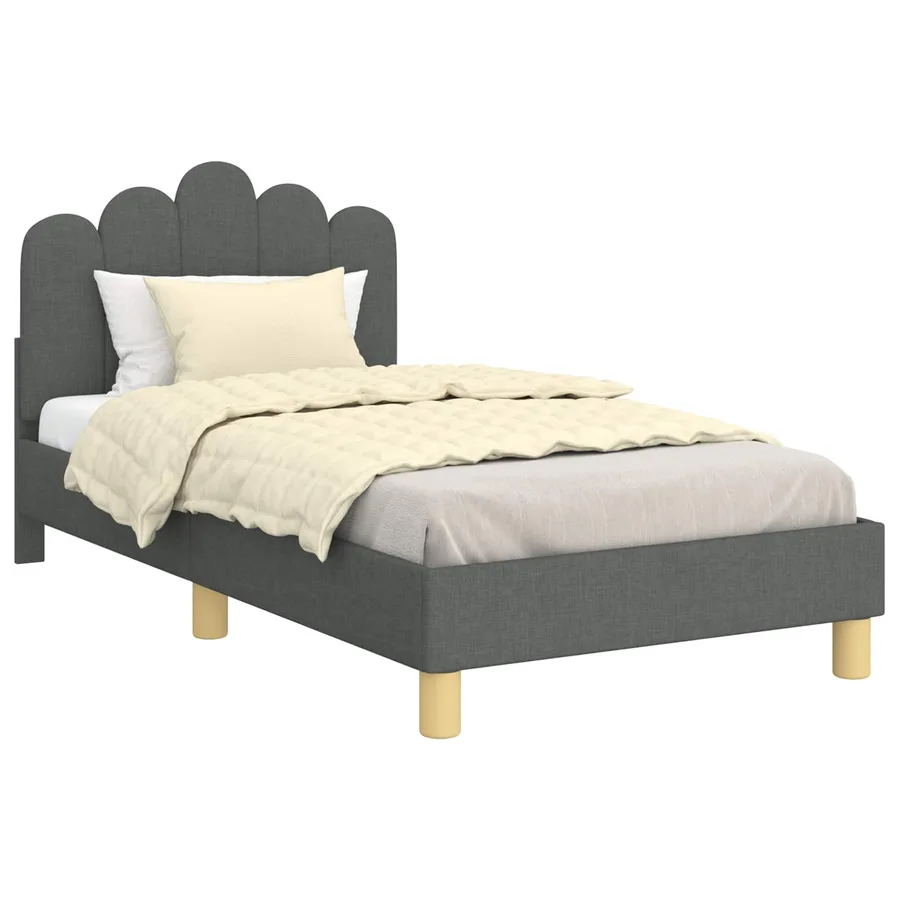 Cadre de lit pour enfants avec tête de lit Gris foncé Tissu - 2