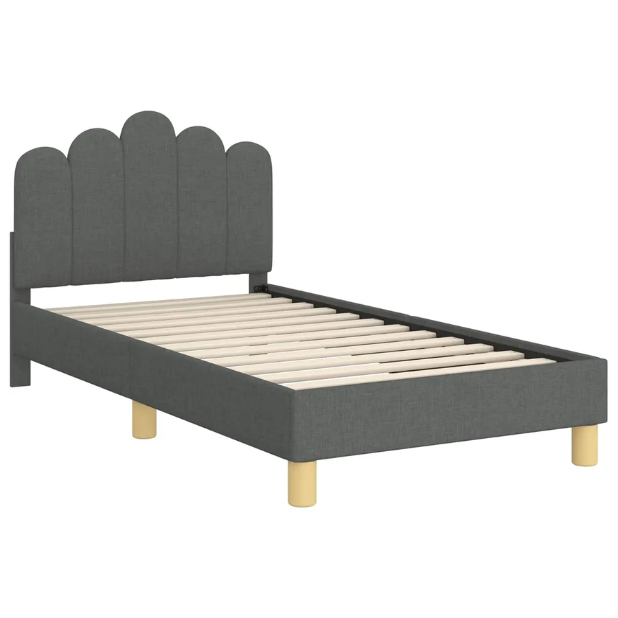 Cadre de lit pour enfants avec tête de lit Gris foncé Tissu - 4