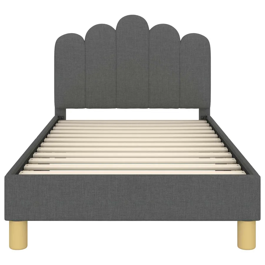 Cadre de lit pour enfants avec tête de lit Gris foncé Tissu - 5