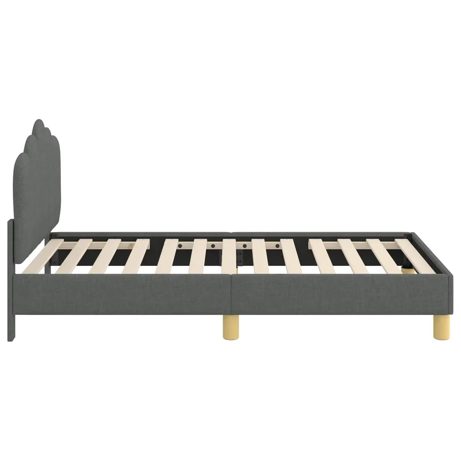 Cadre de lit pour enfants avec tête de lit Gris foncé Tissu - 6