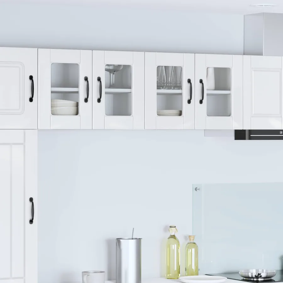 Cabinet en verre mural PORTO 2 pcs Blanc brillant
