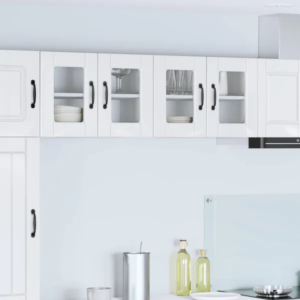 Cabinet en verre mural PORTO 2 pcs Blanc brillant