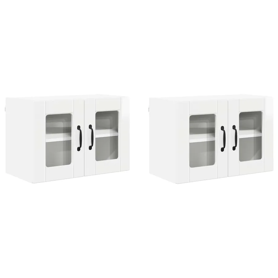 Cabinet en verre mural PORTO 2 pcs Blanc brillant - 2