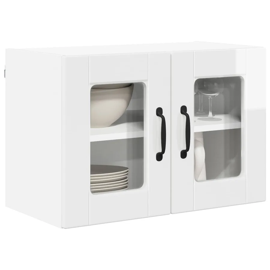 Cabinet en verre mural PORTO 2 pcs Blanc brillant - 3