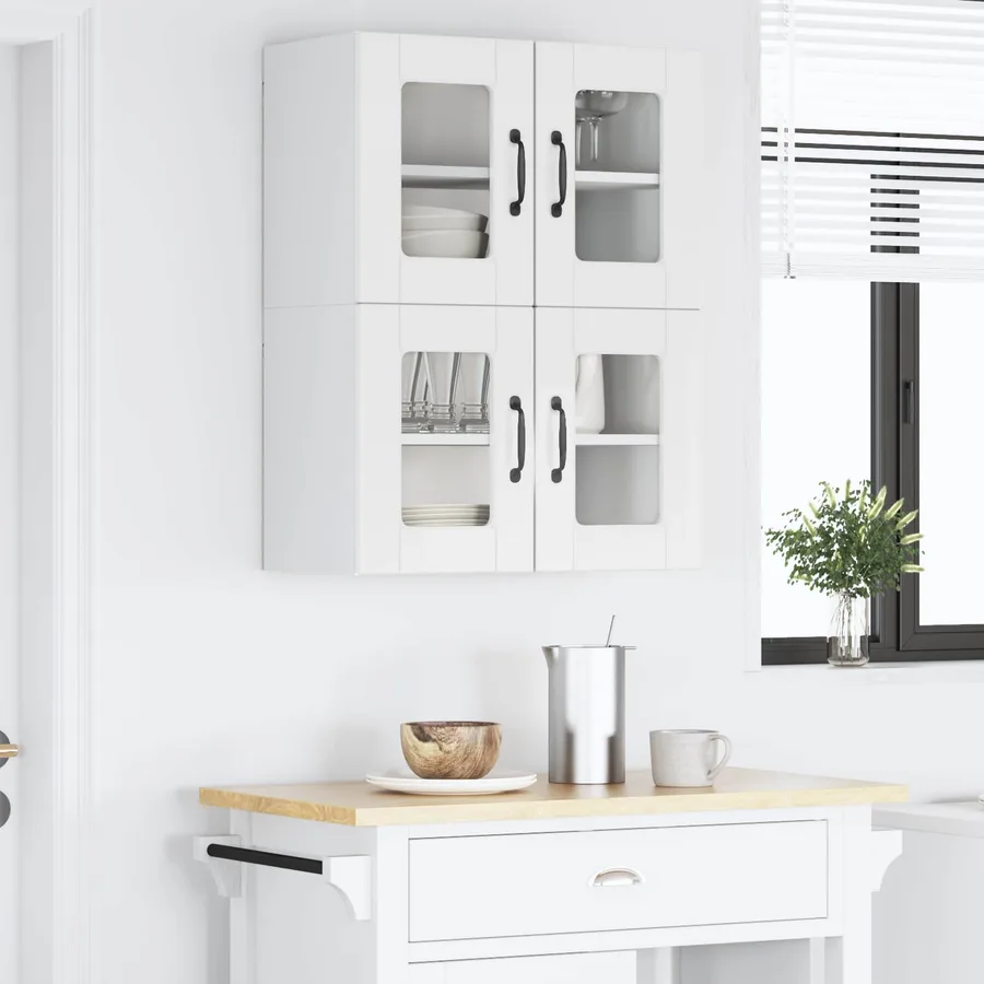 Cabinet en verre mural PORTO 2 pcs Blanc brillant - 4