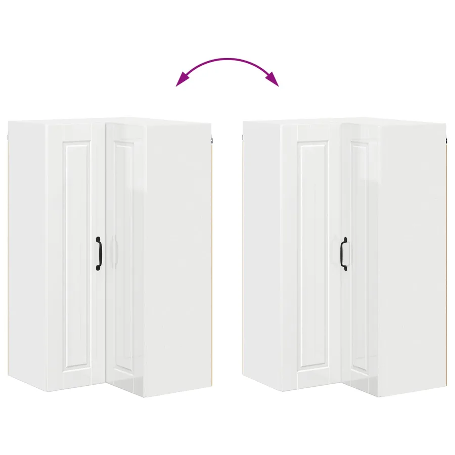 Cabinet d'angle mural PORTO Blanc brillant 57 x 57 x 100 cm - 11
