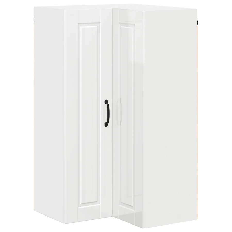 Cabinet d'angle mural PORTO Blanc brillant 57 x 57 x 100 cm - 2