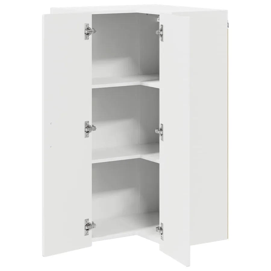 Cabinet d'angle mural PORTO Blanc brillant 57 x 57 x 100 cm - 5