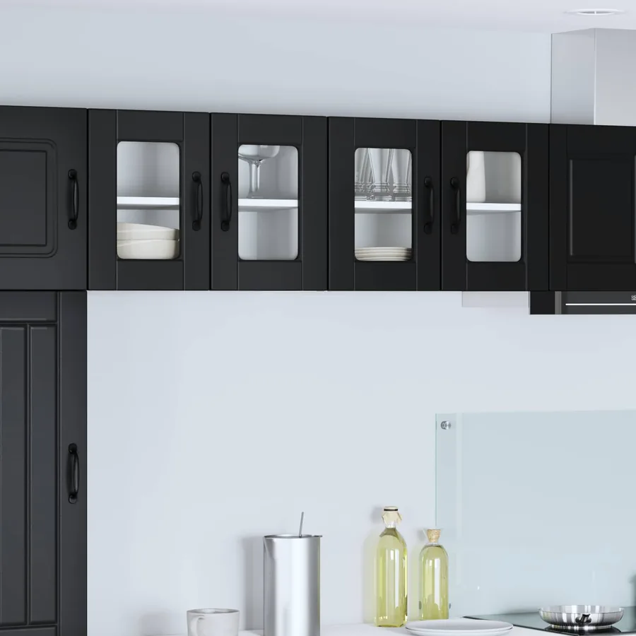 Cabinet en verre mural PORTO 2 pcs Noir 60 x 31 x 40 cm
