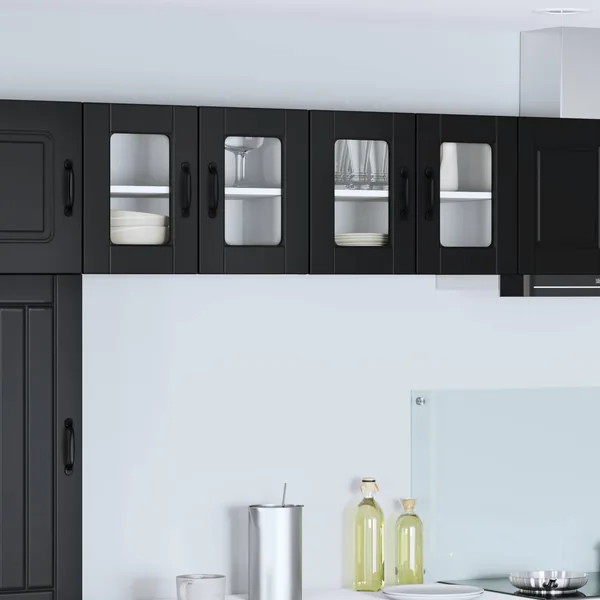Cabinet en verre mural PORTO 2 pcs Noir 60 x 31 x 40 cm