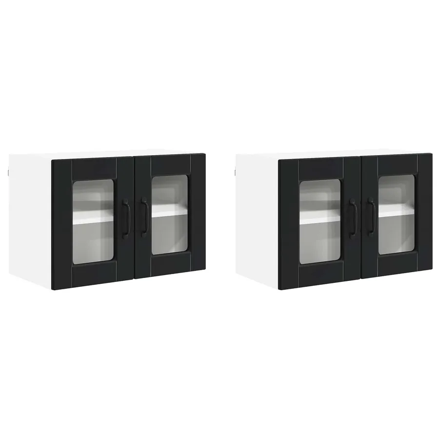 Cabinet en verre mural PORTO 2 pcs Noir 60 x 31 x 40 cm - 2