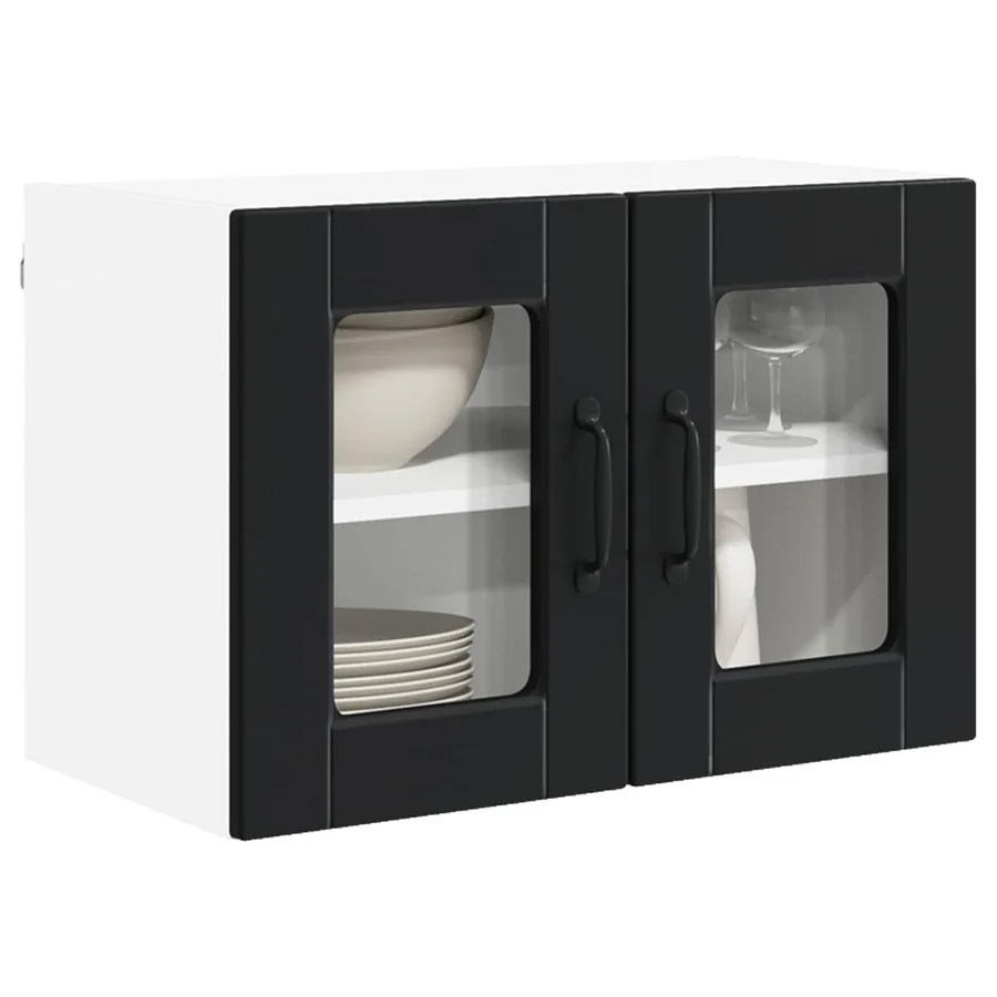 Cabinet en verre mural PORTO 2 pcs Noir 60 x 31 x 40 cm - 3