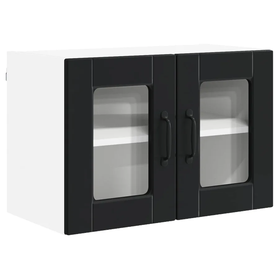Cabinet en verre mural PORTO 2 pcs Noir 60 x 31 x 40 cm - 5