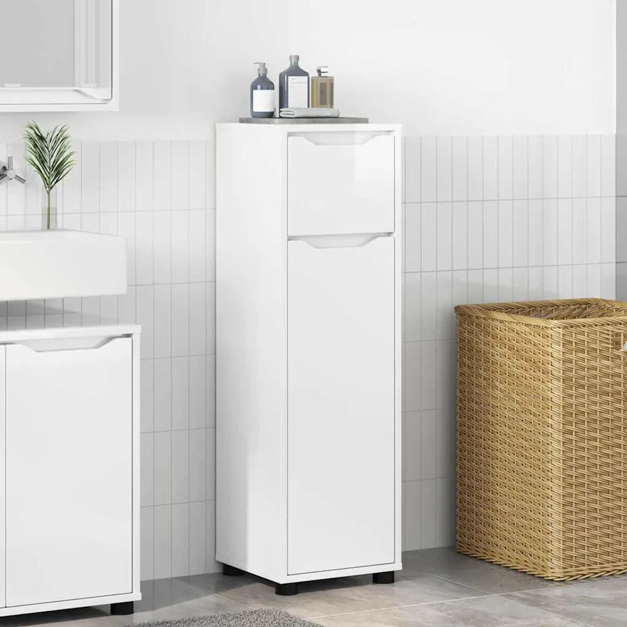 Cabinet de salle de bain Blanc brillant 30,5 x 30 x 101 cm