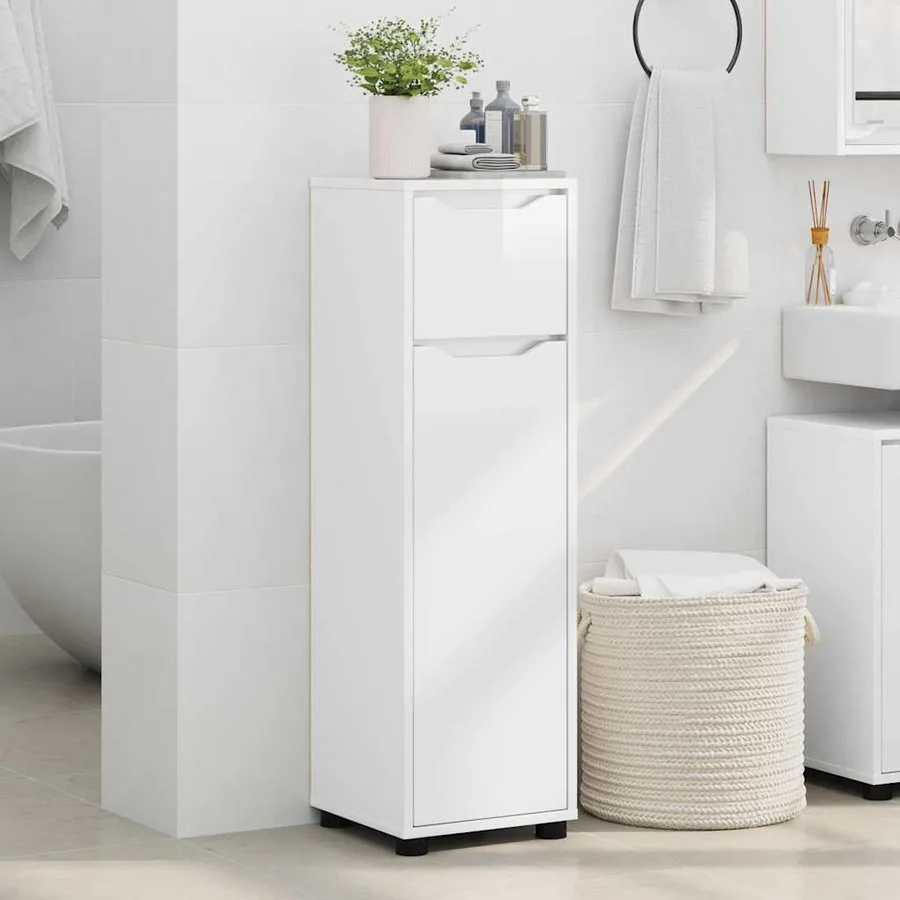 Cabinet de salle de bain Blanc brillant 30,5 x 30 x 101 cm - 4