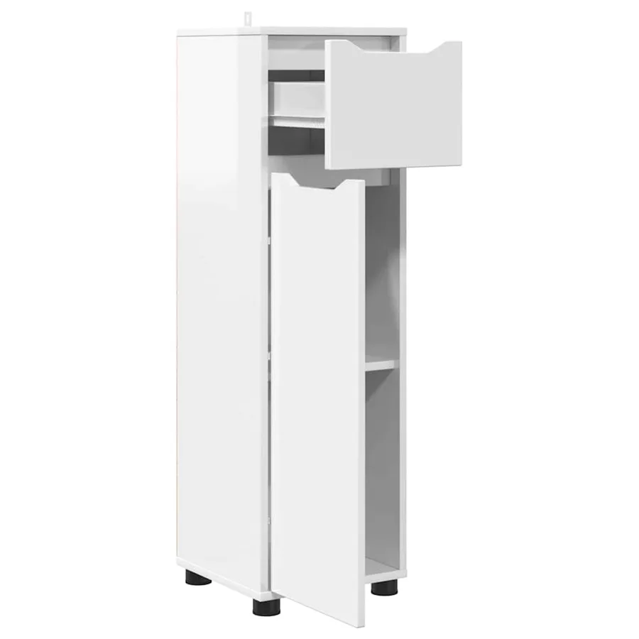 Cabinet de salle de bain Blanc brillant 30,5 x 30 x 101 cm - 5