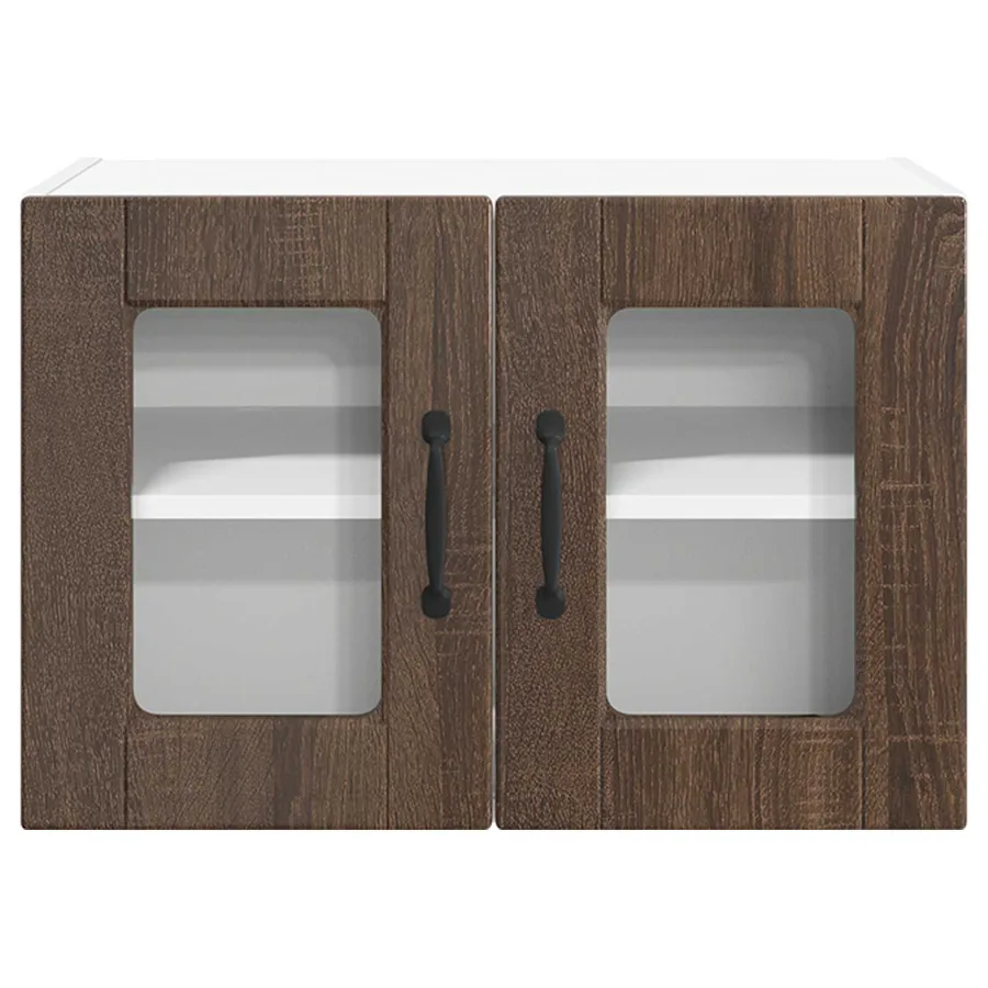 Cabinet en verre mural PORTO 2 pcs Chêne brun 60 x 31 x 40 cm - 7