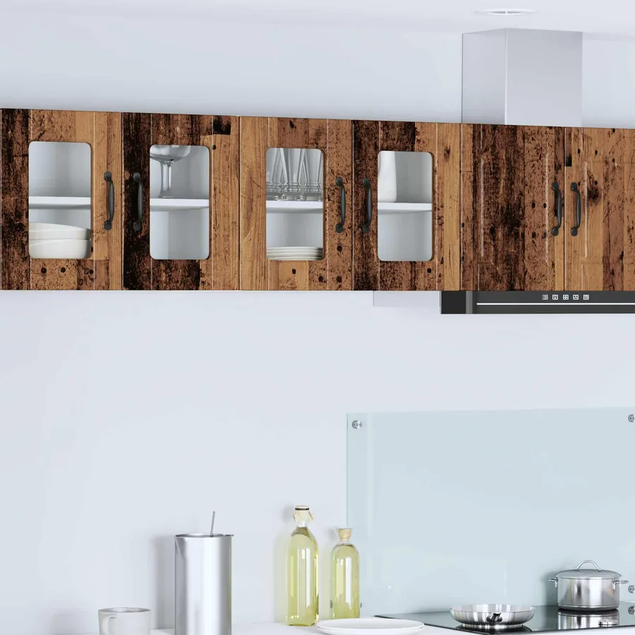 Cabinet en verre mural PORTO 2 pcs Bois ancien 60 x 31 x 40 cm