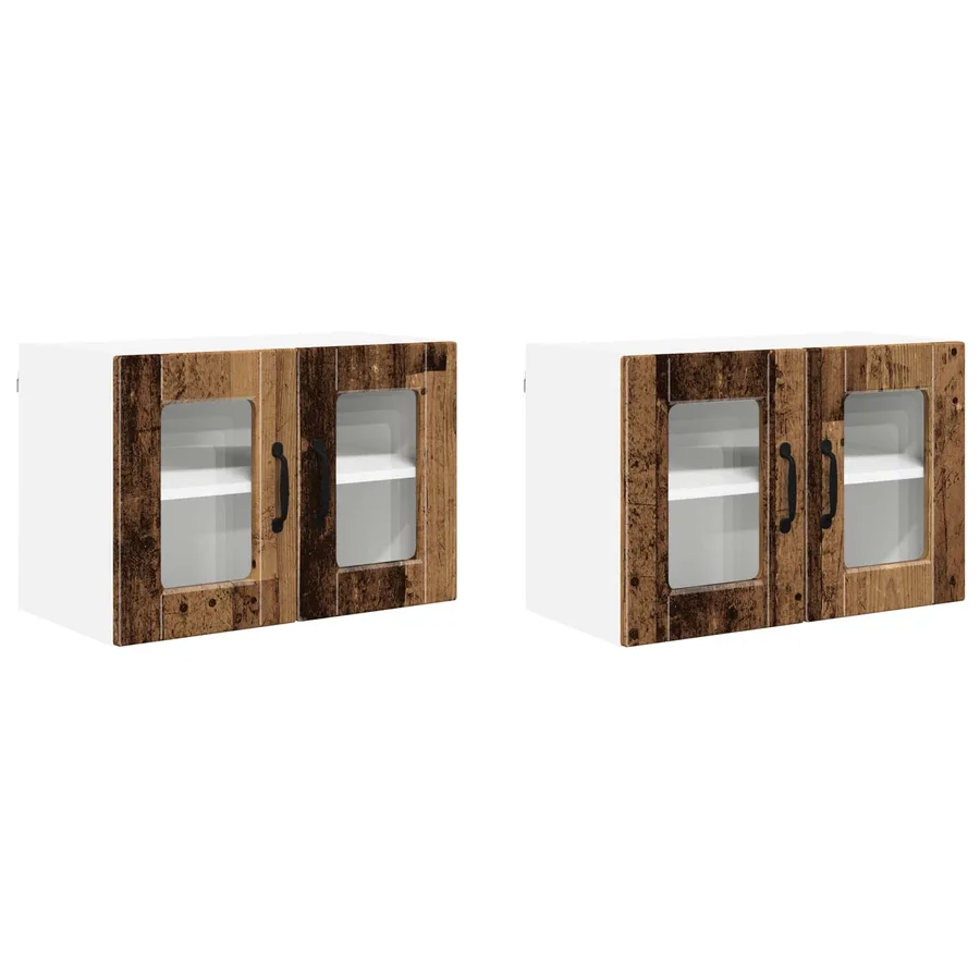 Cabinet en verre mural PORTO 2 pcs Bois ancien 60 x 31 x 40 cm - 2
